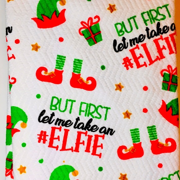 2 Xmas Let me take an #elfie Kitchen Towels Selfie - Picture 1 of 6